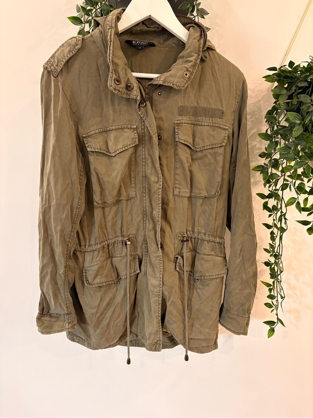Buffalo David Bitton Olive Utility Anorak Jacket with Hood